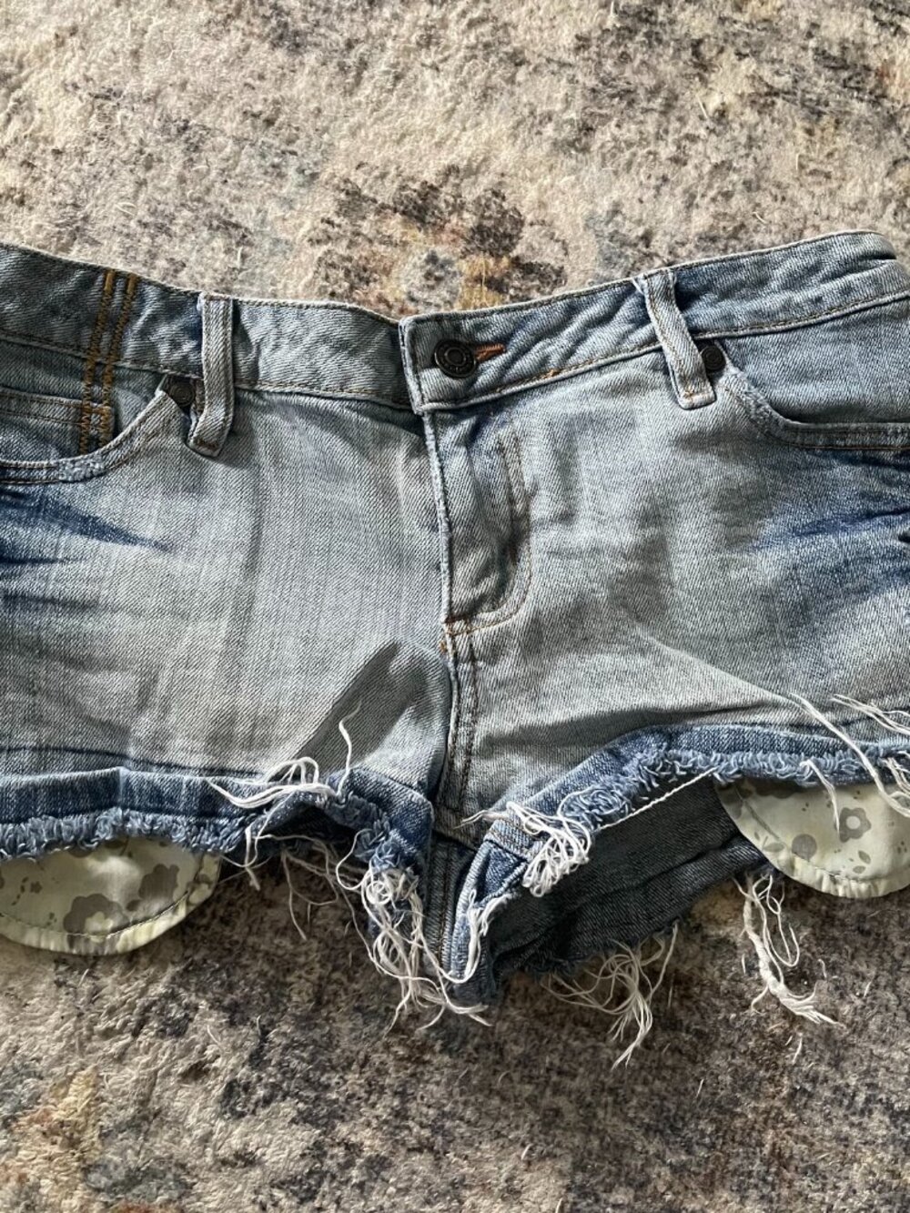 Vintage Y2K No Boundaries Juniors 7 Denim Micro Mini Shorts Grunge Festival W